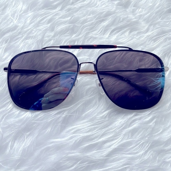Zadig & Voltaire Pilot Aviator Sunglasses Metal Frame Blue Reflective Lens - Picture 4 of 16